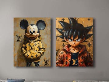 Canvas Fit - Alberto Ricardo - Goku y Mickey en la Era del, Nieuw