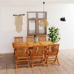 vidaXL 7-delige Tuinset massief teakhout, Tuin en Terras, Tuinsets en Loungesets, Verzenden, 6 zitplaatsen, Nieuw, Tuinset