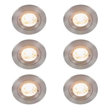 Set van 6 moderne inbouwspots staal rond IP44 - Xena, Verzenden, Nieuw, Modern
