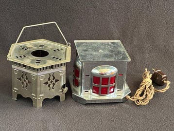 Daalderop KMD - Brander (2) - Warmhoudplaat met rode glas, Antiek en Kunst