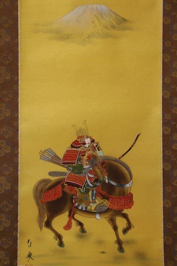 Samurai te paard voor Mount Fuji – Japanse hangende rol