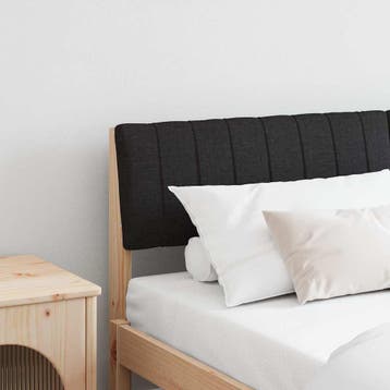 vidaXL Gestoffeerd hoofdbord Zwart 135 cm Massief grenenhout, Verzenden, Nieuw, Bruin, Hout