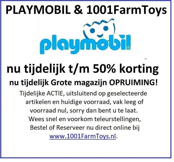 Magazijn Opruiming Uitverkoop tot 50% voordeel op Playmobil, Kinderen en Baby's, Speelgoed | Playmobil, Nieuw, Ophalen of Verzenden