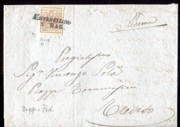 Italiaanse oude staten - Lombardije Venetië 1850 - Dubbele, Postzegels en Munten, Gestempeld