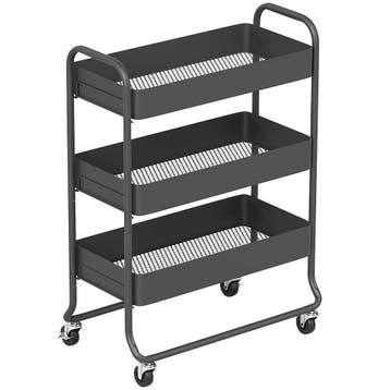 TRUUSK Keukenwagen - 3 Manden - 4 Wielen - Metaal - Zwart, Verzenden, Nieuw