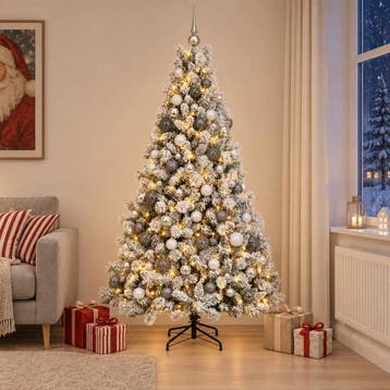 vidaXL Kunstkerstboom met Ballen 210 cm 300 LEDs Warmwit, Verzenden, Nieuw