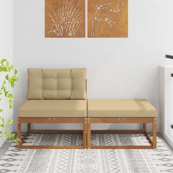 vidaXL Sectie Sofa Eenheden met kussen 2 Stuk Naturel, Verzenden, Nieuw, 2 zitplaatsen