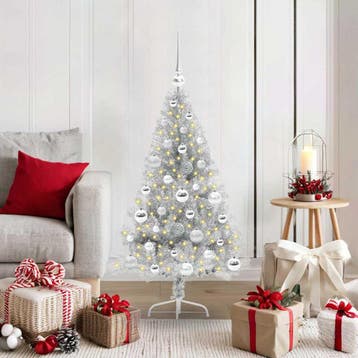 vidaXL Kunstmatig Voorverlicht Kerstboom met 150 LED Zilver, Verzenden, Nieuw