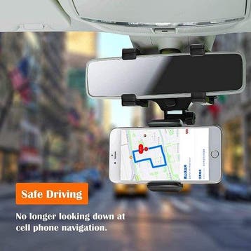 Telefoonhouder auto – Binnenspiegel klemhouder – 360°, Ophalen of Verzenden, Nieuw