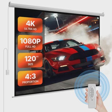 Elektrisch Projectiescherm 72-120 inch 4:3 HD Motorized met, Verzenden, Nieuw