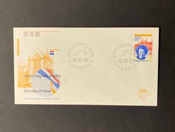 FDC 1980 Inhuldiging [N.V.P.H. nr. E183], Ophalen of Verzenden, Gestempeld
