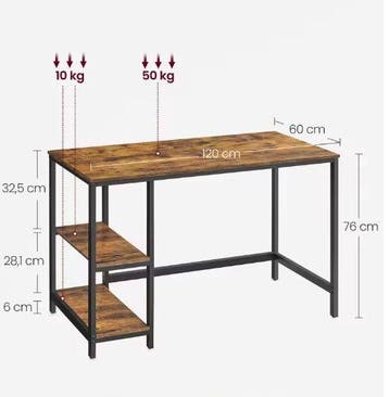 Industrieel Bureau met Planken – Ruim Werkblad Stevig Frame, Verzenden, Nieuw