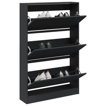 vidaXL Schoenenkast 80x21x125,5 cm bewerkt hout zwart, Huis en Inrichting, Verzenden, Nieuw
