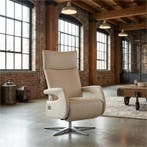Leren relaxfauteuil Vibe elektrisch - Massif Ecru (crème) -, Industrieel, Modern, Scandinavisch, Nieuw, Ophalen of Verzenden, 50 tot 75 cm