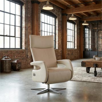 Leren relaxfauteuil Vibe elektrisch - Massif Ecru (crème) -, Huis en Inrichting, Fauteuils, Industrieel, Modern, Scandinavisch