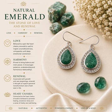 Zilver, Natuurlijke Smaragd - Liefde, Harmonie & Vernieuwing