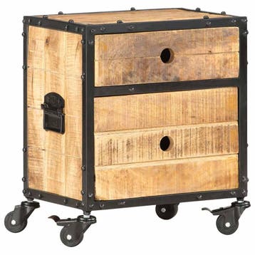 vidaXL Nachtkastje 40x30x50 cm ruw mangohout, Minder dan 45 cm, Verzenden, Nieuw, Minder dan 55 cm