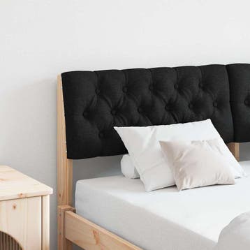 vidaXL Gestoffeerd hoofdbord Zwart 135 cm Massief grenenhout, Verzenden, Nieuw, Bruin, Hout