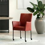 Leren eetkamerstoel Comfort met wieltjes en armleuning -, Huis en Inrichting, Stoelen, Nieuw, Leer, Ophalen of Verzenden, Modern