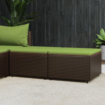 vidaXL Voetensteunen 2 st met kussens poly rattan bruin, Verzenden, Nieuw