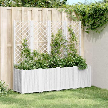 vidaXL Plantenbak met latwerk 160x40x140 cm polypropeen wit, Verzenden, Nieuw, Kunststof