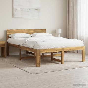 vidaXL Tweepersoonsbed met hoofdeinde ROSTOCK Wit 140 x 200, Huis en Inrichting, Slaapkamer | Bedden, Verzenden, Wit, Hout, Nieuw