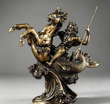 sculptuur, Sculpture of Poseidon, the Greek God of the Sea -