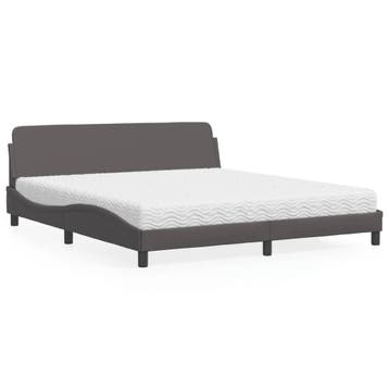 vidaXL Bed met matras Dover kunstleer grijs 180x200 cm, Overige materialen, Eenpersoons, Verzenden, Nieuw