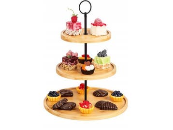 Veiling - Etagère 3 laags - Bamboe & Metaal - Dessertstanda, Nieuw