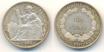 20 Centimes 1936 Franzoesisch Indochina:, Verzenden