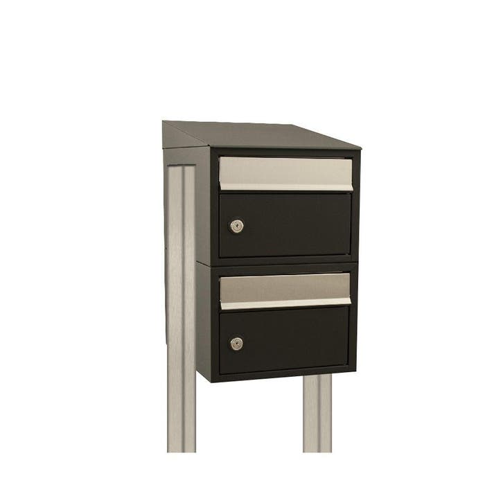 Brievenbusunit Brickset met statief 2-hoog met dak - zwart, Tuin en Terras, Brievenbussen, Nieuw, Verzenden