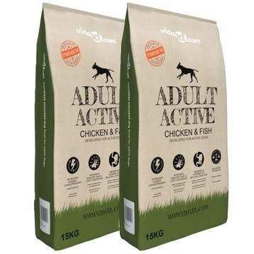 vidaXL Premium hondenvoer droog Adult Active Chicken & Fish, Dieren en Toebehoren, Honden-accessoires, Verzenden, Nieuw