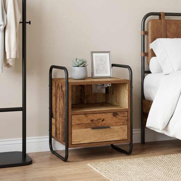 vidaXL Hangend nachtkastje Oud hout 40 x 30 x 50 cm Bewerkt, Minder dan 45 cm, Verzenden, Nieuw, Minder dan 55 cm