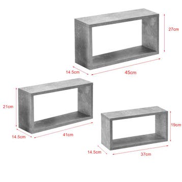 Wandplank Mandal set van 3 betonkleurig, Verzenden, Nieuw