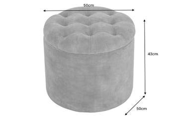 Ronde kruk MODERN BAROK 50cm Grijs Fluweel met opbergruimte, Huis en Inrichting, Banken | Voetenbanken en Poefen, Ophalen of Verzenden