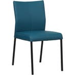Set van 4 Leren eetkamerstoelen Basic - Hermes Turquoise, Huis en Inrichting, Stoelen, Ophalen of Verzenden, Nieuw, Leer