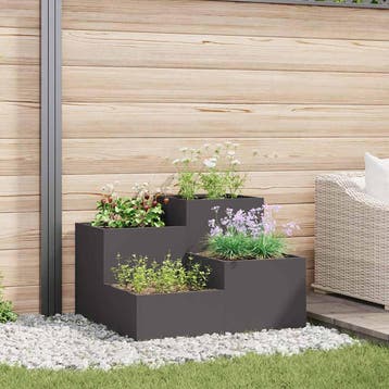 vidaXL Plantenbak Zwart 100 x 100 x 60 cm Staal, 100 cm of meer, Verzenden, Nieuw, Metaal