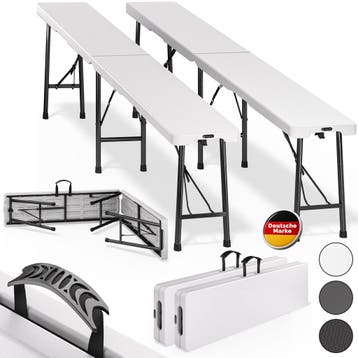 Tuinbank Set van 2 Wit Kunststof 180cm (Tafels-Stoelen), Verzenden, Nieuw