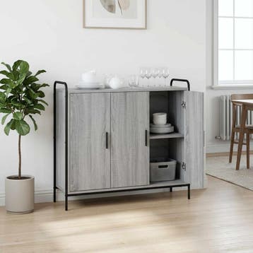 vidaXL Dressoir Grijs Sonoma 97 x 33 x 81 cm Bewerkt hout, Verzenden, Nieuw, Overige houtsoorten, Minder dan 50 cm
