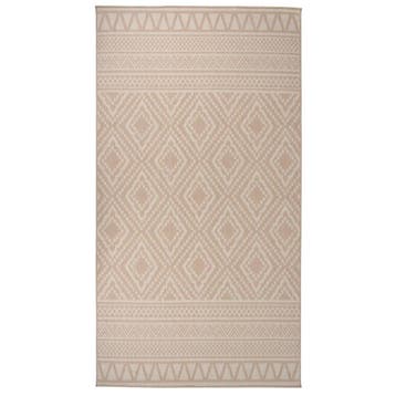 vidaXL Buitenkleed met patroon platgeweven 80x150 cm bruin, Verzenden, Nieuw, Bruin