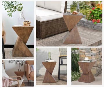 Zandloper Bijzettafel Hout-look van Lichtgewicht Beton, 45 tot 60 cm, Overige materialen, Minder dan 55 cm, Verzenden