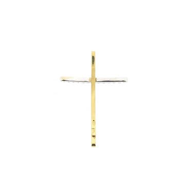 Bicolor gouden hanger van een kruis met diamanten; 0,13 ct., Ophalen of Verzenden, Gebruikt, Goud, Overige merken