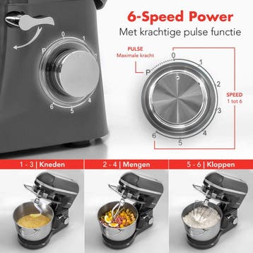 2dekans | KitchenBrothers Keukenmachine - Keukenmixer met 6L, Witgoed en Apparatuur, Ophalen of Verzenden, Zo goed als nieuw
