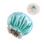Turquoise Satijnen Slaapmuts met randje / Reversible Satin H, Ophalen of Verzenden, Nieuw