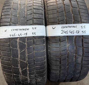 2x 245-45-17 Continental Winter 2x 5.5mm €55 PST 245 45 17, Auto-onderdelen, Ophalen, 17 inch, Winterbanden, Band(en)