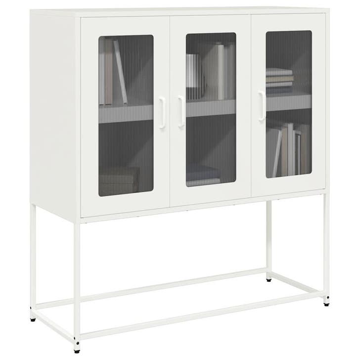 vidaXL Dressoir 100,5x39x107 cm koudgewalst staal wit, Huis en Inrichting, Kasten | Dressoirs, Nieuw, Metaal, Verzenden