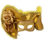 Oogmasker Venetië met hoed goud / zilver / rood - Goud, Verzenden, Nieuw