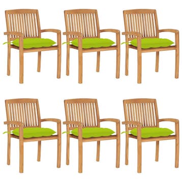 vidaXL Tuinstoelen stapelbaar 6 st met kussens massief, Verzenden, Nieuw, Hout