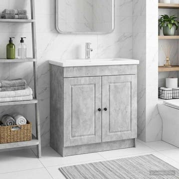 vidaXL Badkamer onder wastafel kast Betongrijs 56 x 37,5 x, Verzenden, Nieuw
