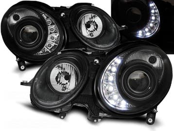 Koplampen Mercedes E-Class W211 Zwart 02-06, Ophalen of Verzenden, Nieuw